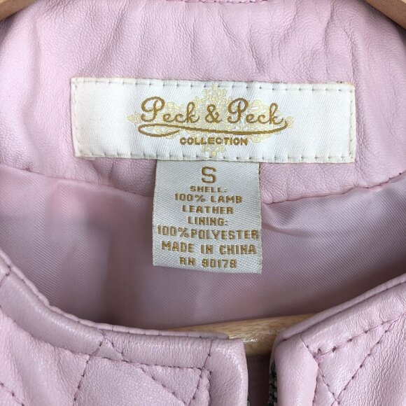 Peck & Peck Women's Quilted Lamb Leather Vest S Pink Zip-up Equestrian Preppy - Picture 3 of 11